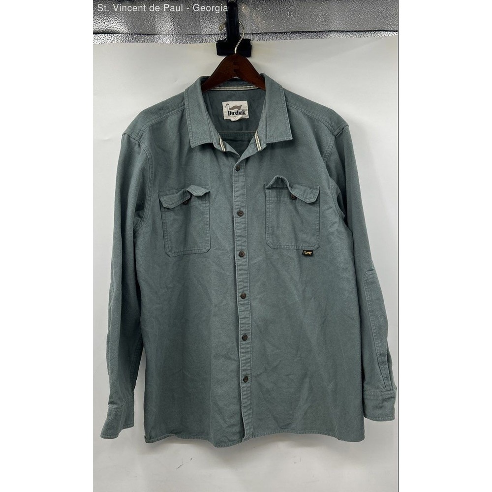 Duxbak Long Sleeve Heavyweight Button Down Shirt Men's XXL Green